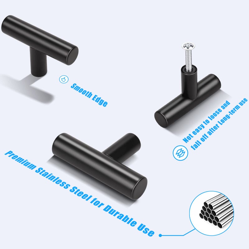 KNOBWELL 20 Pack Single Hole 2" Black Cabinet Knobs and Pulls, Drawer Knobs, Dresser Knob for Kitchen and Bathroom - Image 5